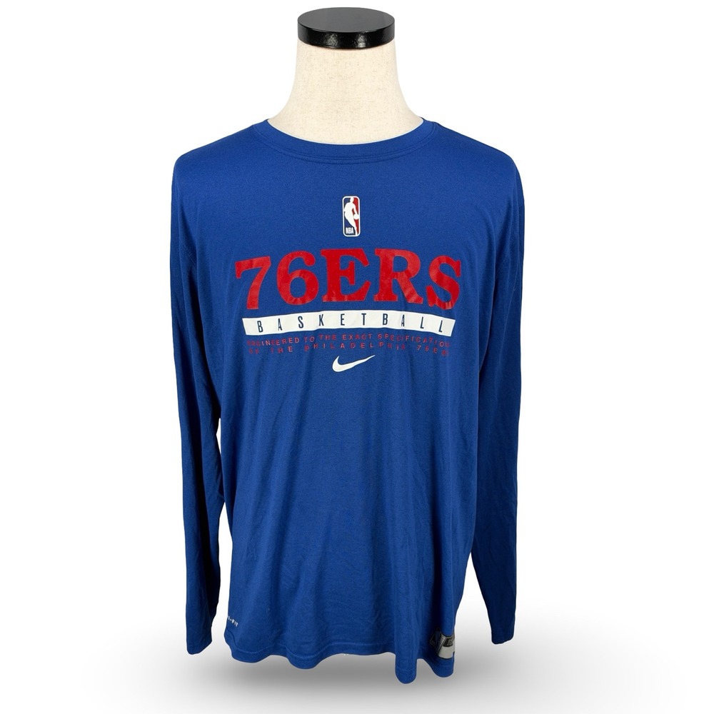 Nike Philadelphia 76ers Long Sleeve Dri-FIT T-Shirt Blue Mens 2XL Team Issue